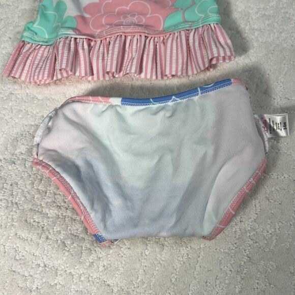 Ruffle Butts infant swimsuit 2 piece long sleeve and pull on bottoms 3-6 M - Picture 7 of 8
